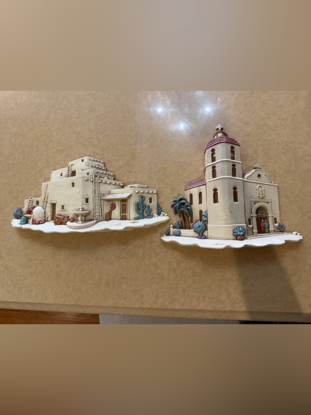 Burwood Southwest Wall Plaques Spanish Mission / Adobe House Plastic 1993 PR